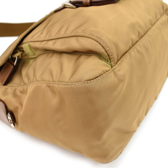 Prada Crossbody Shoulder Bag Nylon Leather Brown - Picture 5 of 9